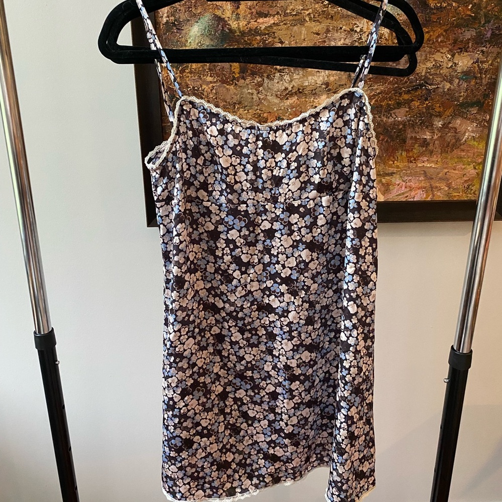 Floral, silky slip dress